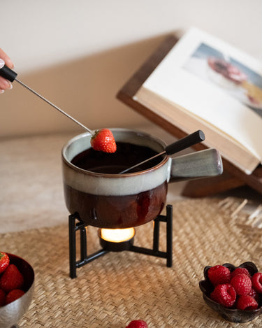 Fondue Set Ceramic Burgundy - Things I Like Things I Love