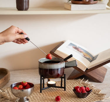 Fondue Set Ceramic Burgundy - Things I Like Things I Love