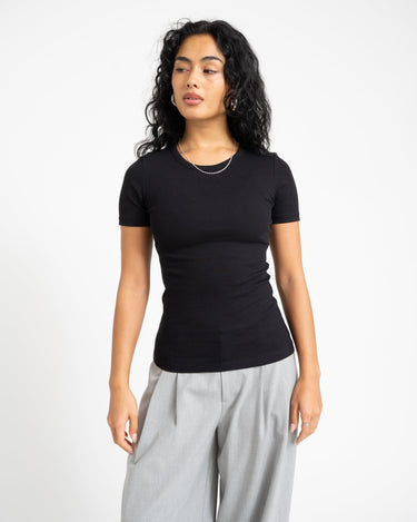 Frankie Rib Tee Black - Things I Like Things I Love
