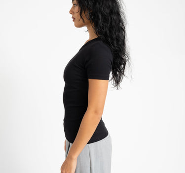 Frankie Rib Tee Black - Things I Like Things I Love