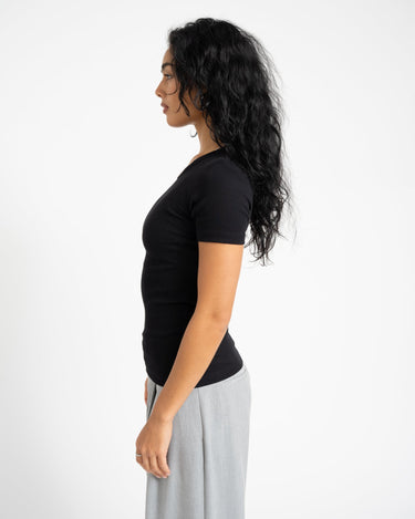Frankie Rib Tee Black - Things I Like Things I Love