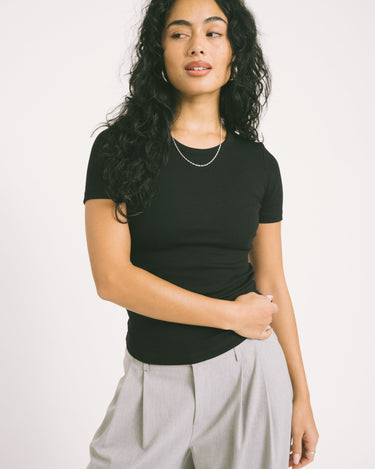 Frankie Rib Tee Black - Things I Like Things I Love