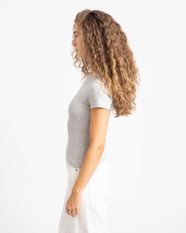 Frankie Rib Tee Light Grey Melange - Things I Like Things I Love