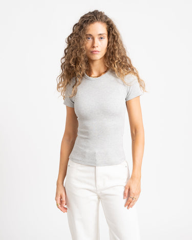 Frankie Rib Tee Light Grey Melange - Things I Like Things I Love
