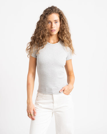 Frankie Rib Tee Light Grey Melange - Things I Like Things I Love