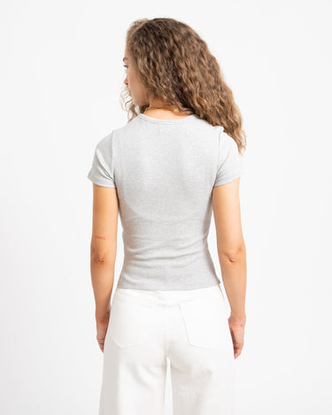 Frankie Rib Tee Light Grey Melange - Things I Like Things I Love