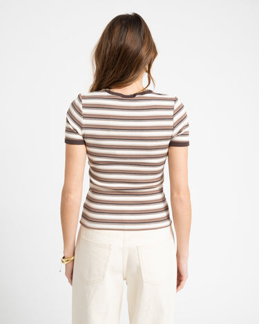 Frankie Stripe Tee Brown - Things I Like Things I Love