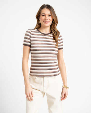 Frankie Stripe Tee Brown - Things I Like Things I Love
