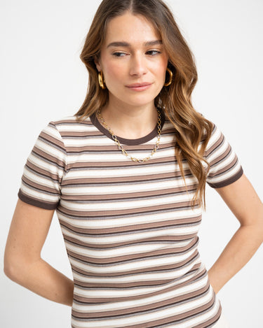 Frankie Stripe Tee Brown - Things I Like Things I Love