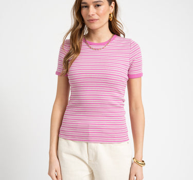 Frankie Stripe Tee Pink - Things I Like Things I Love