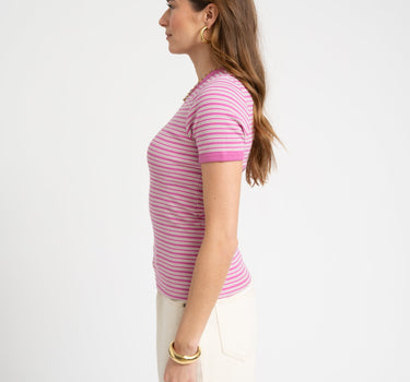 Frankie Stripe Tee Pink - Things I Like Things I Love