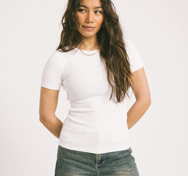 Frankie Tee Rib Bright White - Things I Like Things I Love
