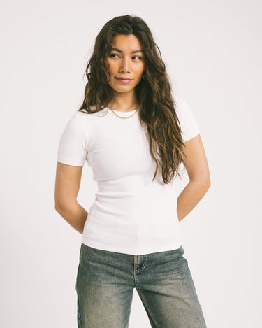 Frankie Tee Rib Bright White - Things I Like Things I Love