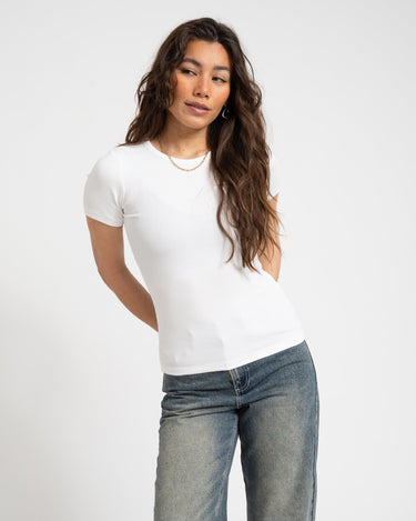 Frankie Tee Rib Bright White - Things I Like Things I Love