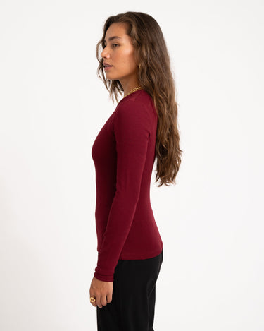 Freya Rib Tee Cabernet - Things I Like Things I Love