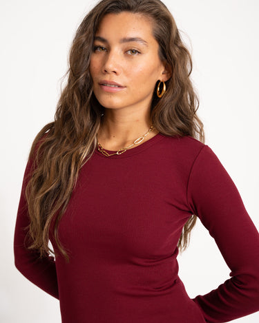 Freya Rib Tee Cabernet - Things I Like Things I Love