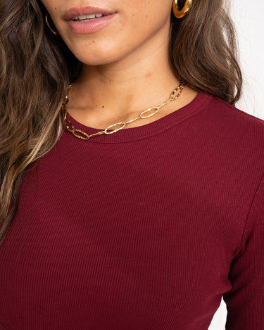 Freya Rib Tee Cabernet - Things I Like Things I Love