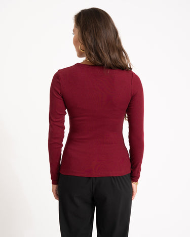 Freya Rib Tee Cabernet - Things I Like Things I Love