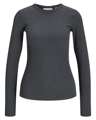 Freya Rib Tee Dark Grey Melange - Things I Like Things I Love