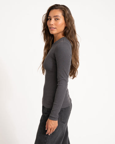 Freya Rib Tee Dark Grey Melange - Things I Like Things I Love