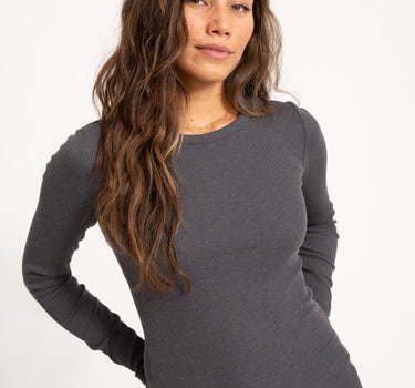Freya Rib Tee Dark Grey Melange - Things I Like Things I Love