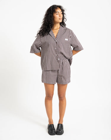 Frida Stripe Shorts Chocolate Brown - Things I Like Things I Love