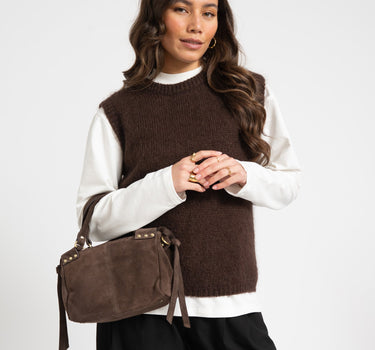 Fringy Studbag Brown - Things I Like Things I Love