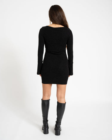Gilly Boatneck Short Dress Black - Things I Like Things I Love