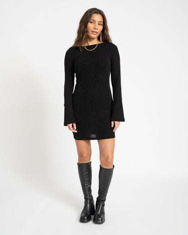 Gilly Boatneck Short Dress Black - Things I Like Things I Love