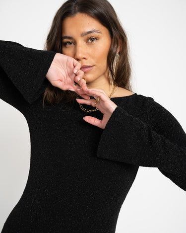 Gilly Boatneck Short Dress Black - Things I Like Things I Love