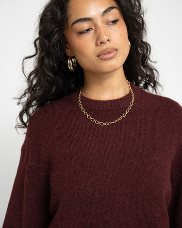 Gina Tricot Crew Neck Knitted Sweater Bordeaux - Things I Like Things I Love