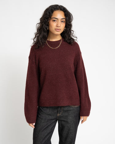 Gina Tricot Crew Neck Knitted Sweater Bordeaux - Things I Like Things I Love