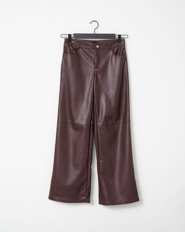 Gina Tricot Straight PU Trouser Bordeaux - Things I Like Things I Love