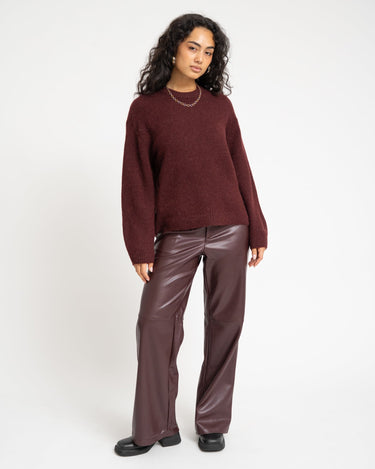 Gina Tricot Straight PU Trouser Bordeaux - Things I Like Things I Love