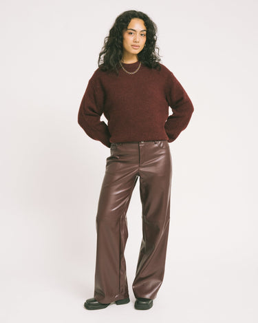Gina Tricot Straight PU Trouser Bordeaux - Things I Like Things I Love