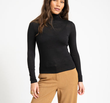 Glesha Roll Neck Top Black - Things I Like Things I Love