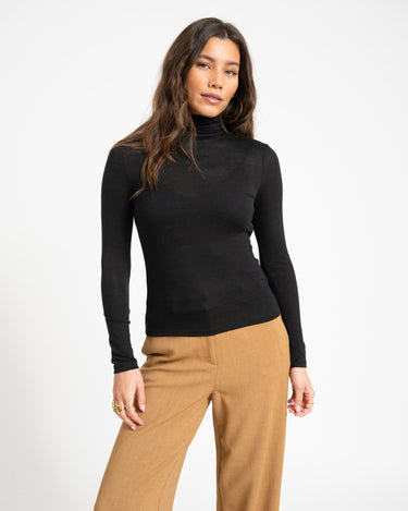 Glesha Roll Neck Top Black - Things I Like Things I Love