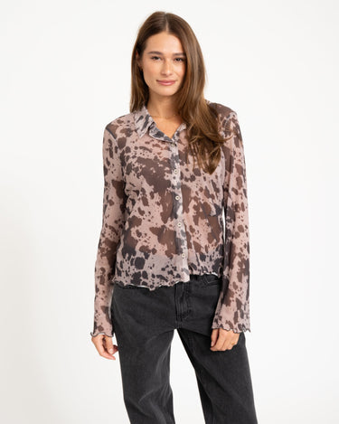 Gracie Mesh Shirt Birch Cow - Things I Like Things I Love