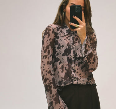 Gracie Mesh Shirt Birch Cow - Things I Like Things I Love