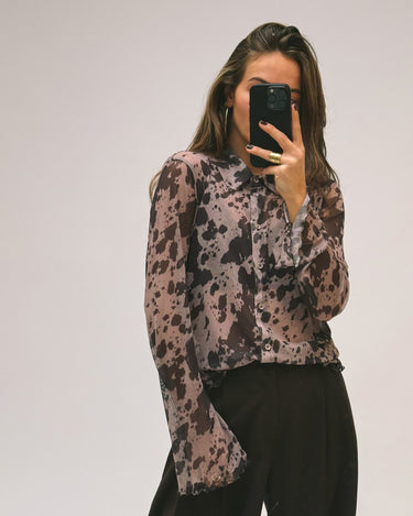 Gracie Mesh Shirt Birch Cow - Things I Like Things I Love