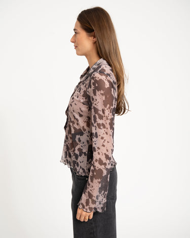 Gracie Mesh Shirt Birch Cow - Things I Like Things I Love