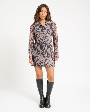 Gracie Mesh Shirt Dress Birch Cow - Things I Like Things I Love