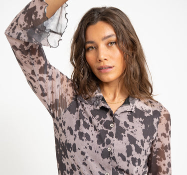 Gracie Mesh Shirt Dress Birch Cow - Things I Like Things I Love