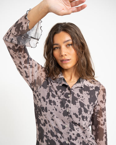 Gracie Mesh Shirt Dress Birch Cow - Things I Like Things I Love