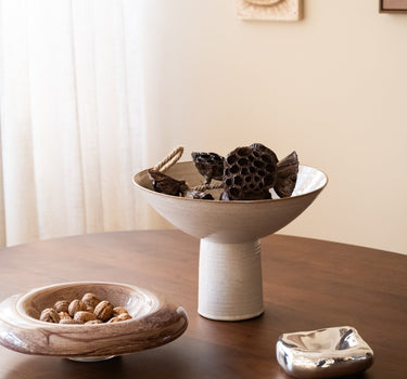 Grote Schaal op Voet Vasco Keramiek Beige - Things I Like Things I Love