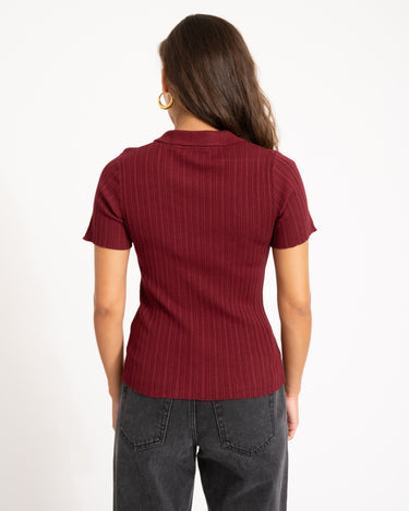 Hadley Tight Polo Knit Noos Cabernet - Things I Like Things I Love
