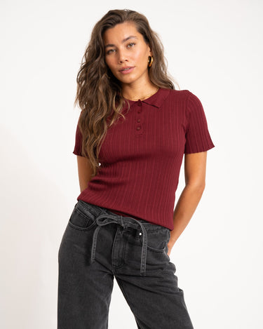 Hadley Tight Polo Knit Noos Cabernet - Things I Like Things I Love