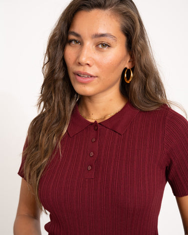 Hadley Tight Polo Knit Noos Cabernet - Things I Like Things I Love