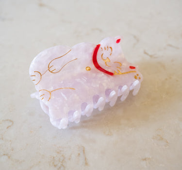 Hair Claw Clip Lucky Cat White - Things I Like Things I Love