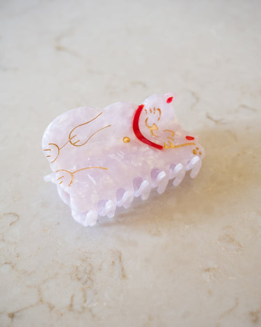 Hair Claw Clip Lucky Cat White - Things I Like Things I Love